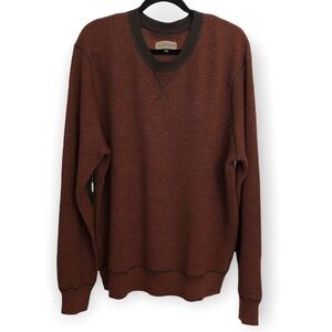 TRUE MEASURE Sweater Men's Size XL Red 100% Wool Pullover Elbow Patches